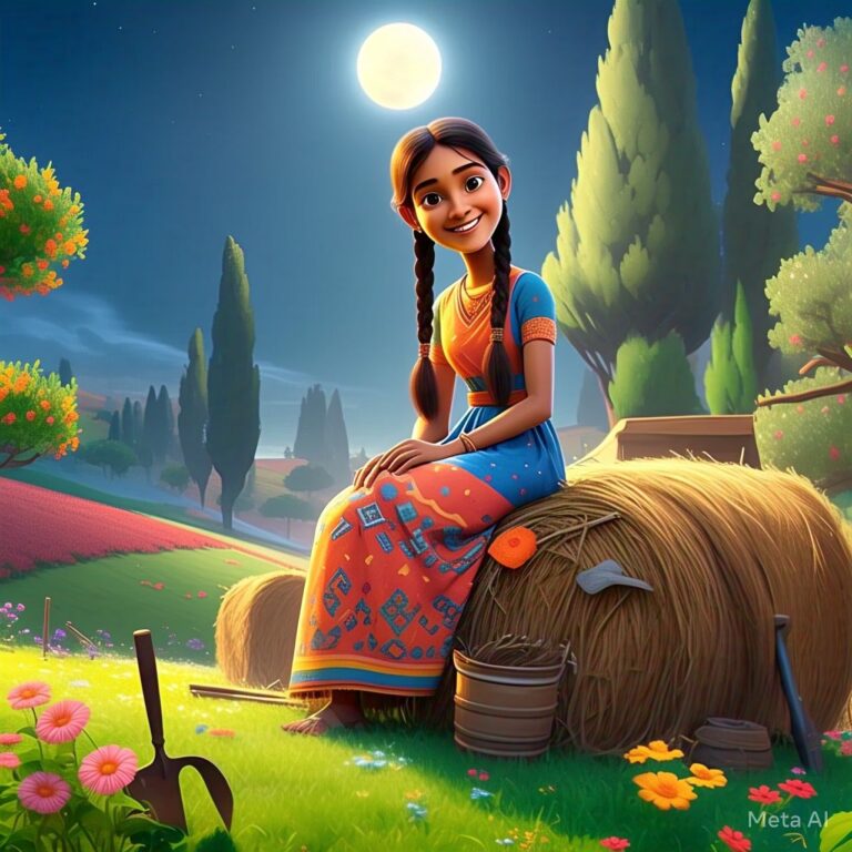 pixar style - an Indian cute farm girl